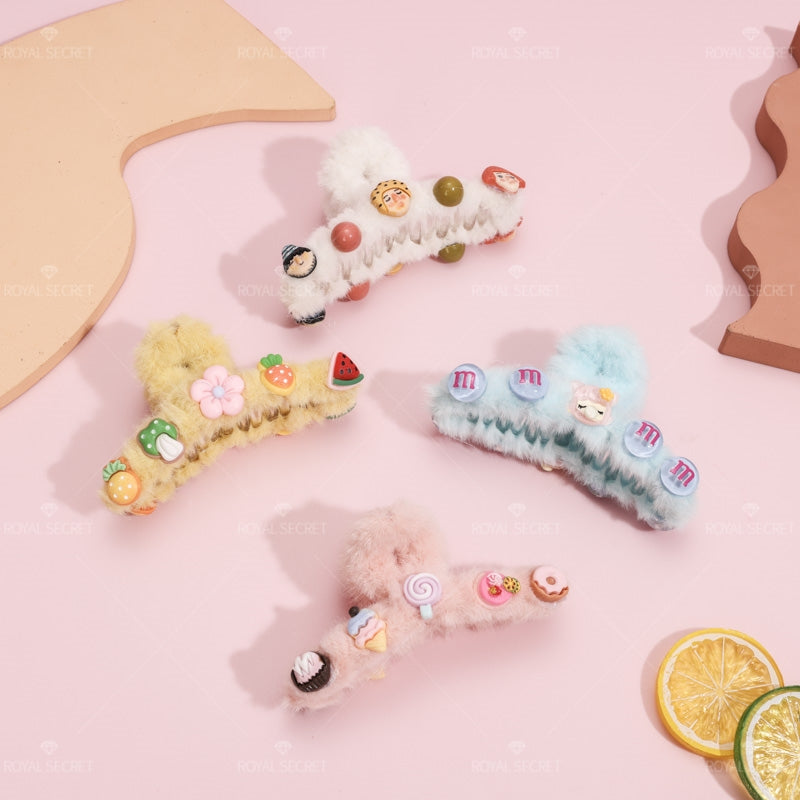 4 pcs Peluche accesorios de pelo cartoon hairpin (Personalizado)