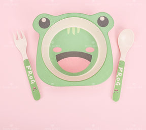 Plato Llano De Fibra De Bambú Con Forma De Animal Con Cuchillo Y Tenedor (Personalizado)