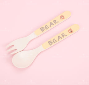Plato Llano De Fibra De Bambú Con Forma De Animal Con Cuchillo Y Tenedor (Personalizado)