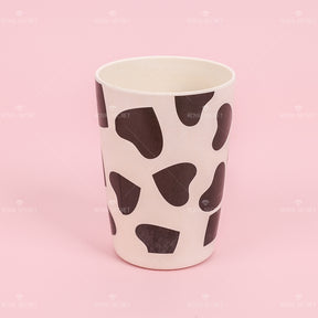 Juego De 5 Piezas Plato De Cena Con Forma De Vaca De Dibujos Animados De Fibra De Bambú Con Cuchillo Y Tenedor (Personalizado)