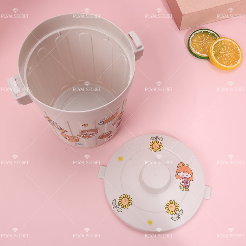 Round flip desktop bin con pegatinas (Personalizado)