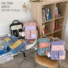 Mochila de gran capacidad para estudiantes Patchwork mochila backpack (Personalizado)