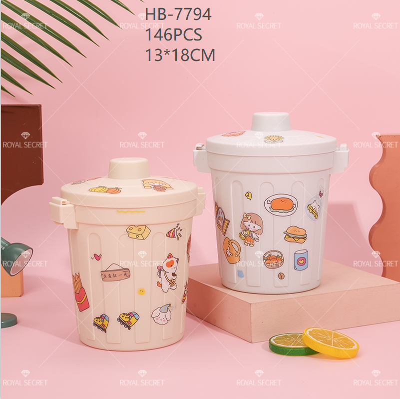 Round flip desktop bin con pegatinas (Personalizado)