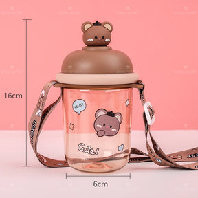 435ML Linda Botella De Agua De Animales De Dibujos Animados Con Bandolera (Personalización) - HOLY BOOK